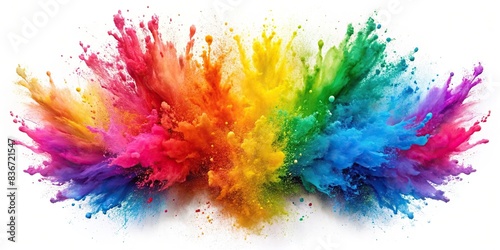 Colorful rainbow holi paint splash isolated on white background photo