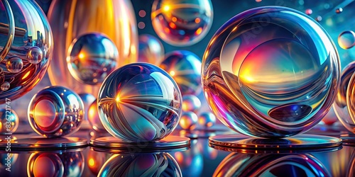 glass morphism background with abstract shapes and light reflections