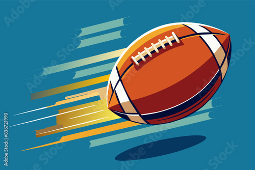 a football ball is flying through the air, A football soaring through the air, leaving a trail of motion blur as it heads towards the goalposts