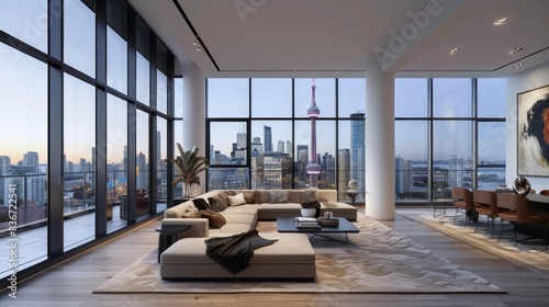 A luxurious and modern open concept living room