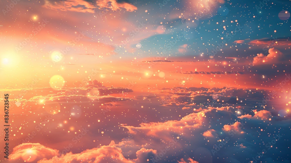 Sunset view with clouds and stars Sunset view with clouds and stars