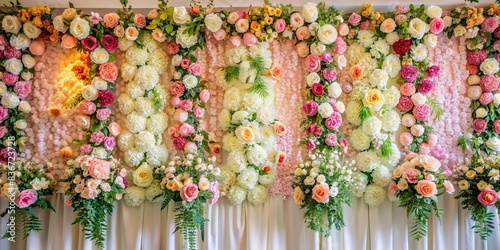 Beautiful flower background backdrop for wedding decorations