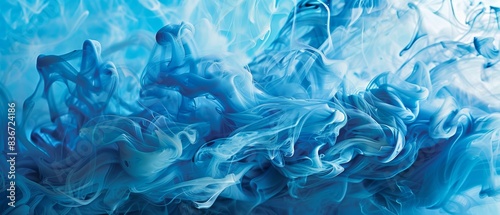 Abstract Blue Smoke Swirls in Water - Captivating Fluid Art with Ethereal and Dreamlike Patterns in Vibrant Blue Tones photo