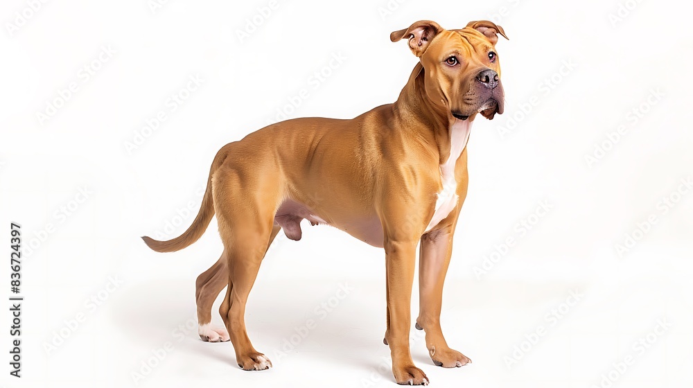 Dogo Argentino with its muscular build and confident stance, standing alert, white background Dogo Argentino with its muscular build and confident stance, standing alert, white background