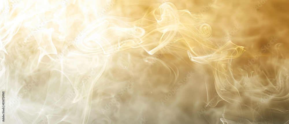 Obraz premium Abstract Golden and White Smoke Background with Swirling Patterns and Light Effects
