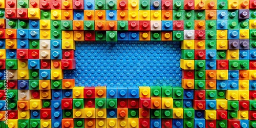 Colorful Lego background with empty space for text