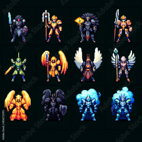 Pixel Art RPG Titans in Battle Armor