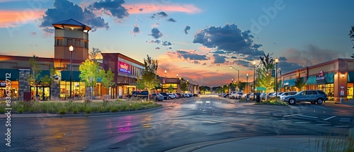  A Bustling Suburban Shopping Center at Retail Stores  photo