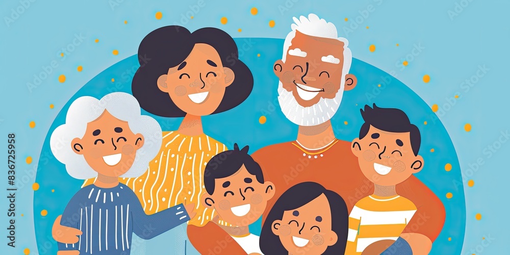 Multigenerational Family Illustration Multigenerational Family Illustration