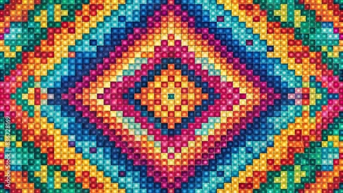 An abstract and colorful generative pixel art pattern