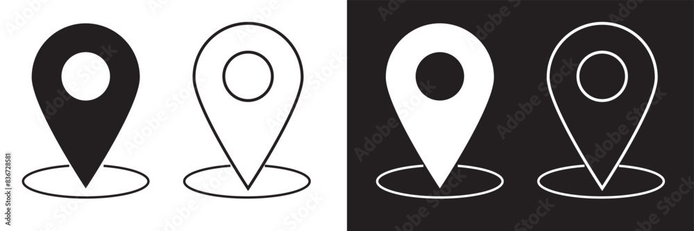 Location icon set, Map pin place marker. location pointer icon symbol in flat style. Red Location pin icon, Navigation sign. isolated on white and black background. EPS 10/AI
Location icon set, Map pin place marker. location pointer icon symbol in flat style. Red Location pin icon, Navigation sign. isolated on white and black background. EPS 10/AI