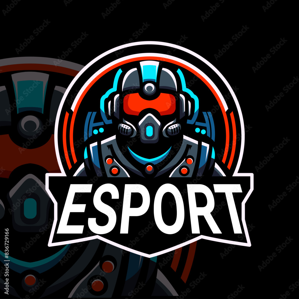 Fototapeta premium Full color modern robot character esport logo