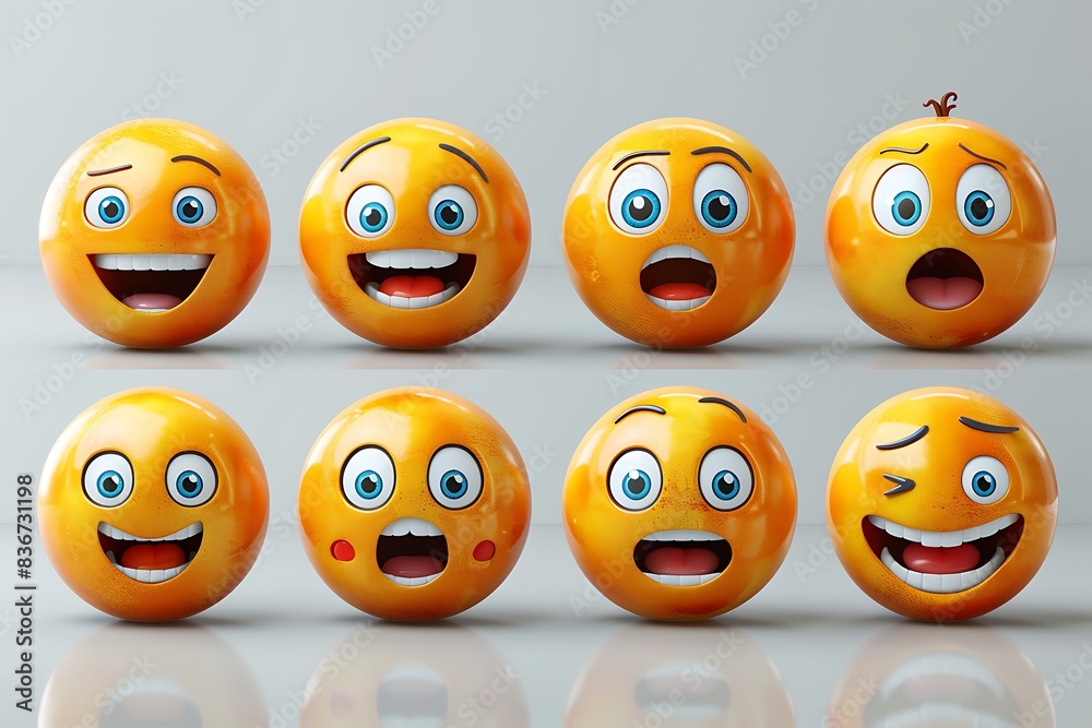 Set of emoji on the transparent background. Emoticon icon. Set of emoji on the transparent background. Emoticon icon.