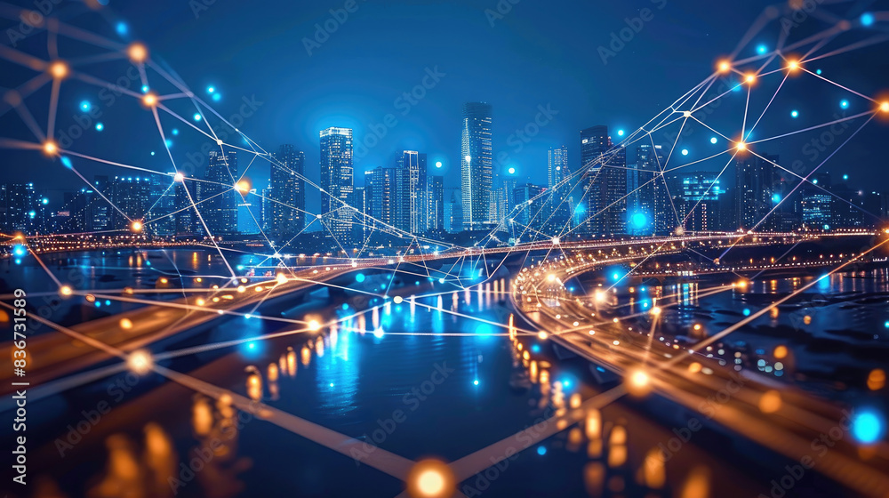 Obraz premium Smart city and communication network concept. 5G network concept
