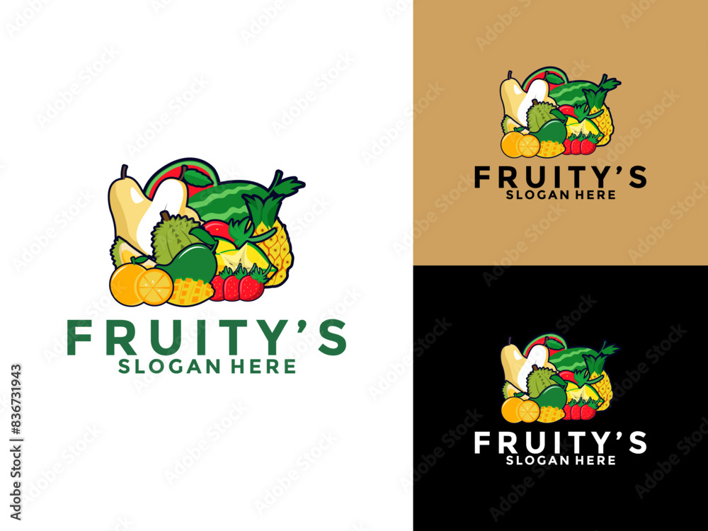 Fototapeta premium fruity logo vector, Fruit store logo design template