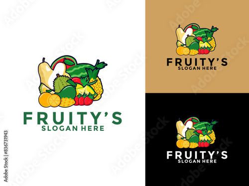 fruity logo vector, Fruit store logo design template