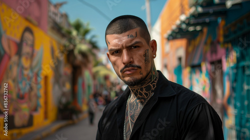 A criminal portrait in a Mexican background