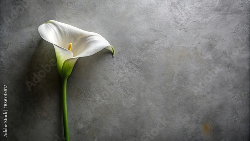 Minimalist condolence card with Zantedeschia flower on muted grey photo