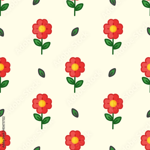 seamless pattern of  red flower cute,  suitable for any purpose. for example website design, mobile app, wallpaper, textile, etc

