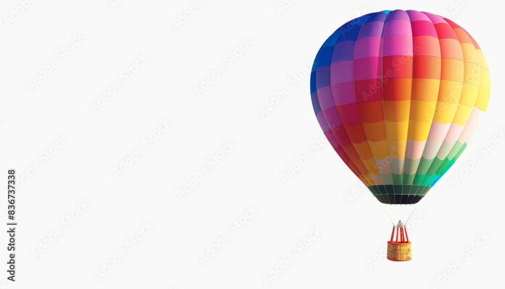 Fototapeta premium Vibrant Hot Air Balloon Soaring Against a Clear Sky - Perfect for Adding Text!
