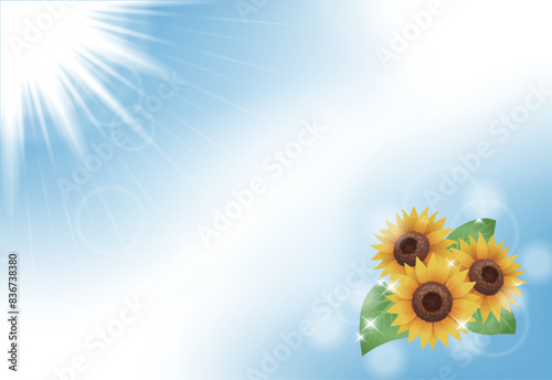 ひまわりと空の暑中見舞い（文字なし）