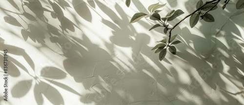 Minimalist Nature Background with Leaf Shadows on White Wall  Perfect for Eco-Friendly and Natural Themes  Ideal for Modern Design Projects  Blogs  and Social Media Posts