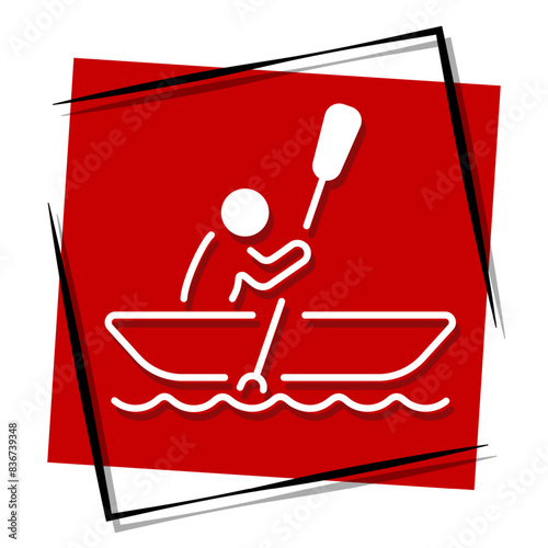 canoe red banner. Vector illustration.