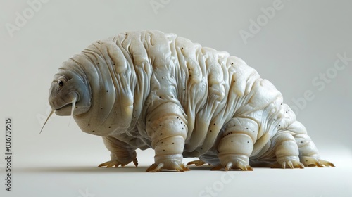 Tardigrade in high detail, white background, Science, Realistic, HighResolution photo
