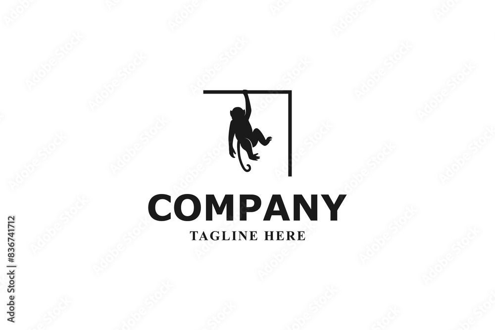 hanging monkey silhouette modern logo hanging monkey silhouette modern logo