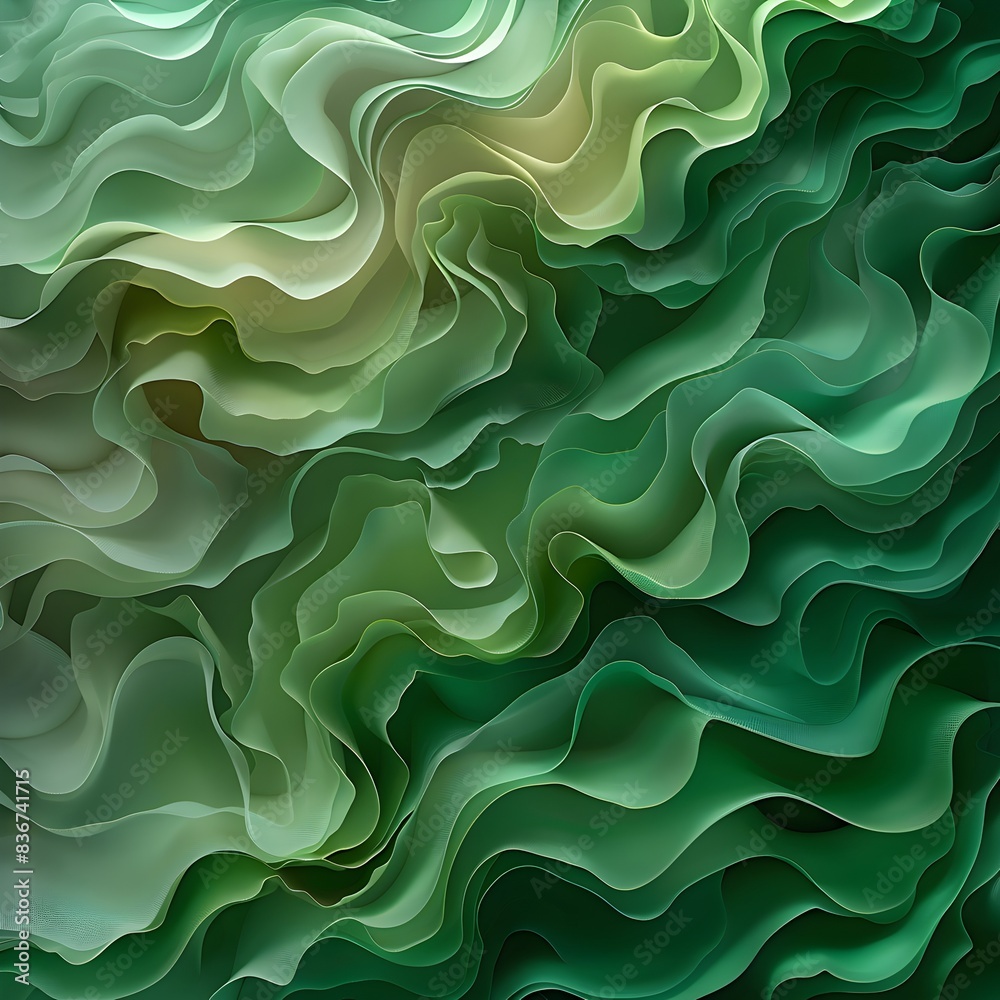 Flowing Emerald Gradients:Captivating 3D Organic Swirl in Soothing Hues Flowing Emerald Gradients:Captivating 3D Organic Swirl in Soothing Hues