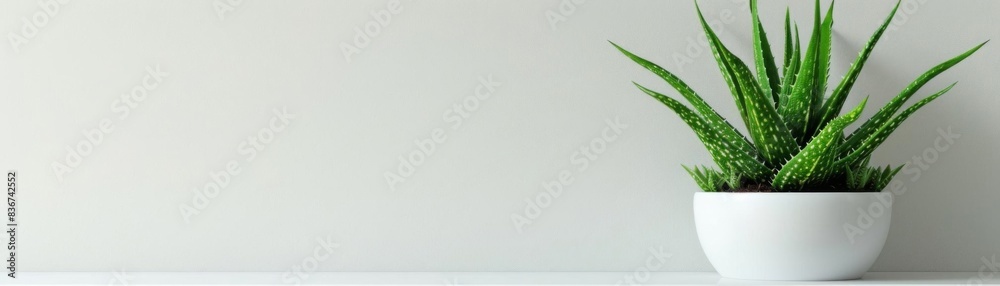 Potted aloe vera plant on a white background, Minimalist, Green and White, HighResolution Potted aloe vera plant on a white background, Minimalist, Green and White, HighResolution