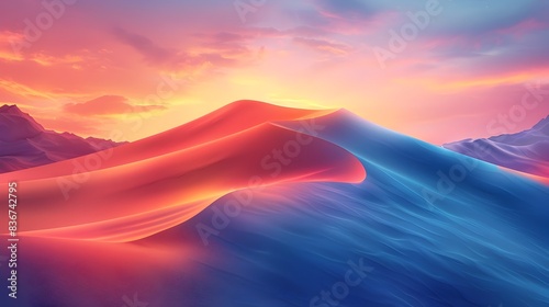 Prismatic Sand Dunes in a Surreal Sunset Reflecting Pride's Joyful Essence