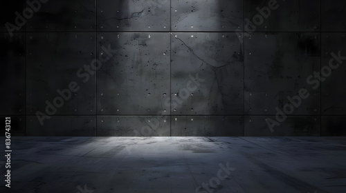 concrete wall and floor in darkness, illuminated by moonlight. concept of mystery and intrigue, inviting curiosity. generative ai