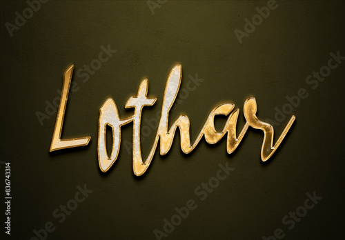 Foto Old gold text effect of name Lothar with 3D glossy style Mockup.