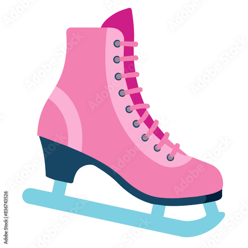 Pink figure ice skate shoes isolated on white background