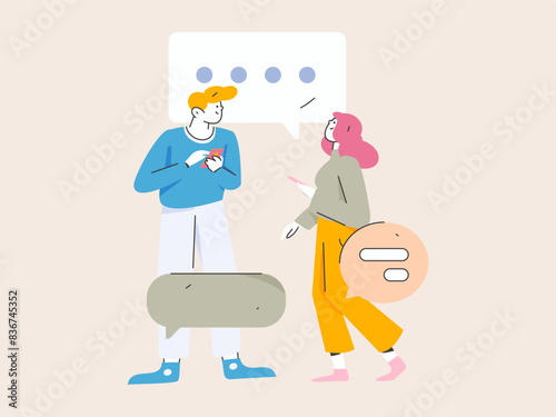 Communicate with consultants flat vector character concept operation hand drawn illustration
