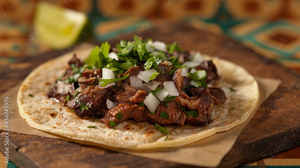 AI generated illustration of a handheld taco filled with flavorful carne asada AI generated illustration of a handheld taco filled with flavorful carne asada