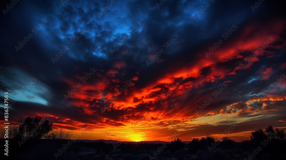 Fototapeta premium Colombia Independence Day, evening national colored sky background. AI generated.