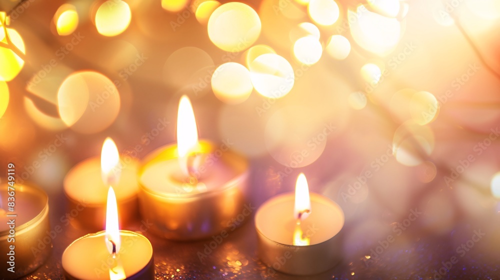 Elegant backdrop featuring glowing candles and soft bokeh, perfect for Candlemas Day celebrations Elegant backdrop featuring glowing candles and soft bokeh, perfect for Candlemas Day celebrations