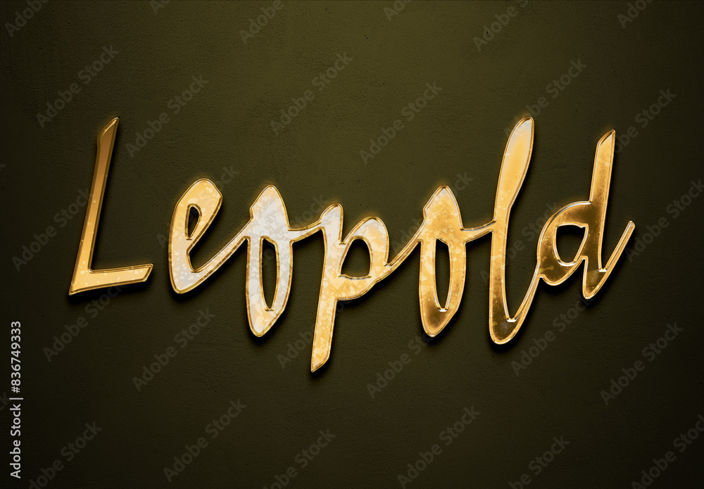 Old gold text effect of name Leopold with 3D glossy style Mockup. Old gold text effect of name Leopold with 3D glossy style Mockup.