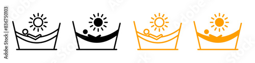 Person in hammock icon logo set vector