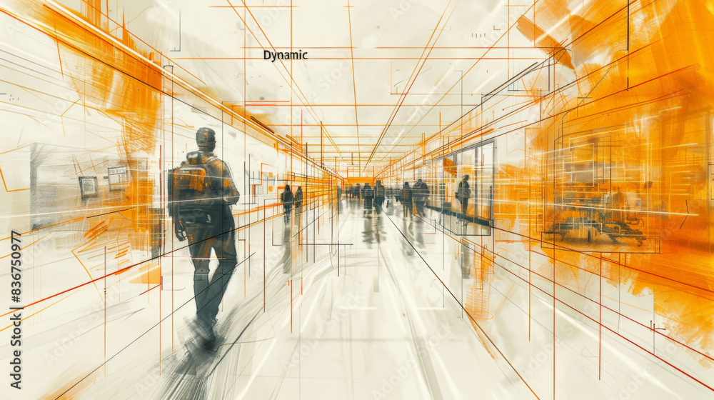 abstract education background of a university or school corridor with ...