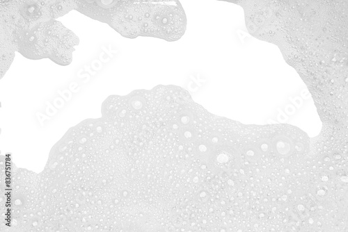 Soap foam or shampoo Soap foam texture or shampoo surface with bubble isolated with clipping path on background.