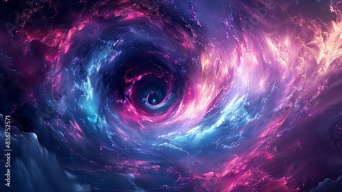 Galactic vortex with vibrant pink and blue swirling colors