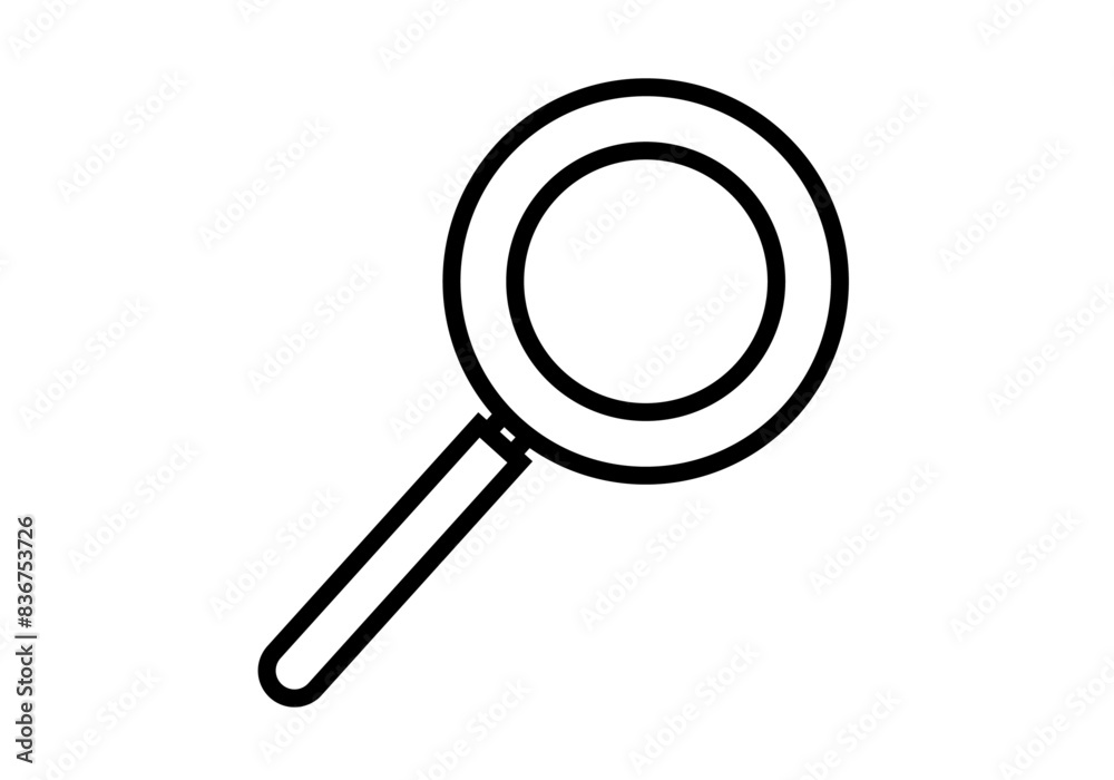 Icono negro de lupa en fondo blanco. Icono negro de lupa en fondo blanco.