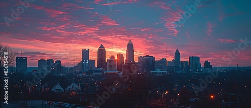 Sunset over the Charlotte NC skyline i photo
