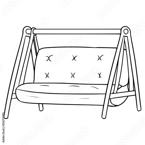 porch swing illustration hand drawn outline vector