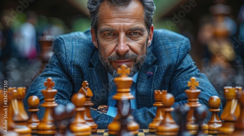 Business strategy planning concept, business organizing strategy brainstorming chess board game, checkmate business management, leadership success, team leader, teamwork
