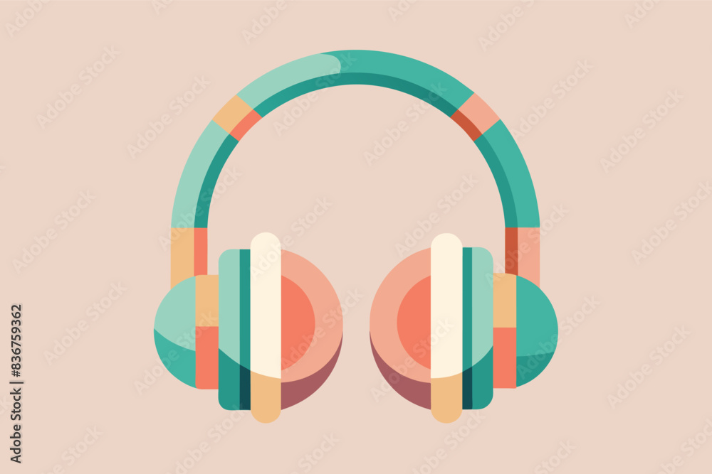 a pair of headphones with a pink background, Flat design headphones with soft, pastel colors and a simplified designthe audio components inside a pair of headphones with a pink background, Flat design headphones with soft, pastel colors and a simplified designthe audio components inside