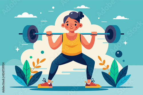 a man is doing a squat with a barbell, Consistent weight training leads to weight loss